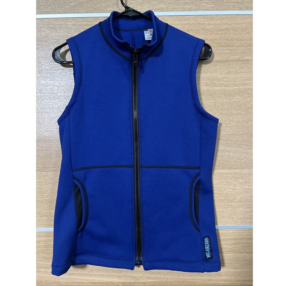 Melanzana Women’s Small (TALL) Blue Hard Face Fleece Lined Zip Vest Ski Shell